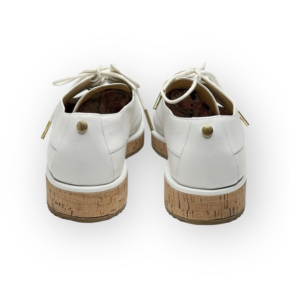 new Michael Kors ❁ Zane Leather Wingtip Cork Platform Espadrilles ❁ Optic White - Picture 3 of 16